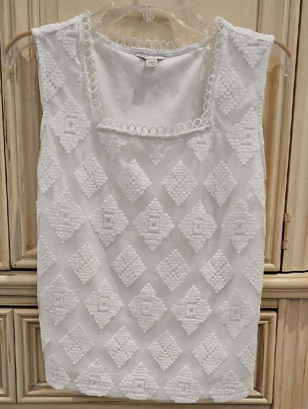 Cato White Lace-Trim Tank Top